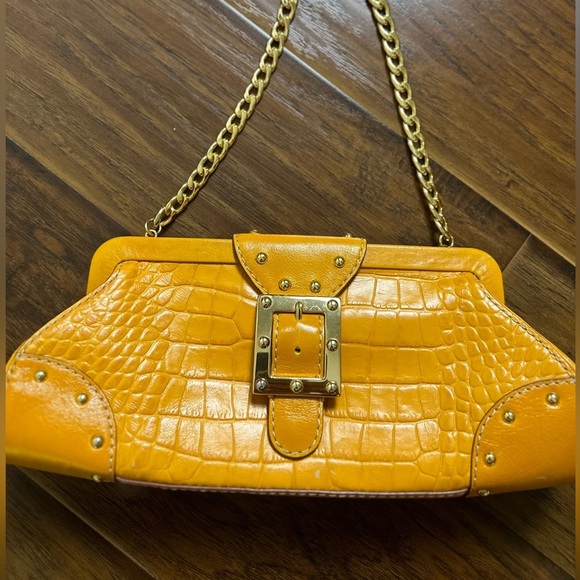 Vintage Michael Kors Croc Embossed Chain Clutch Bag - Picture 12 of 12